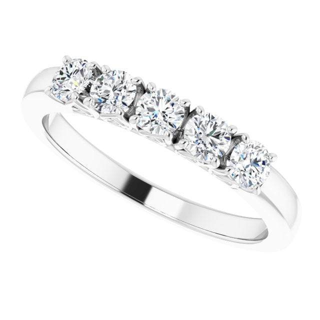 0.50 ct. Round Cut Diamond 5 Stone Wedding Band-VIRABYANI